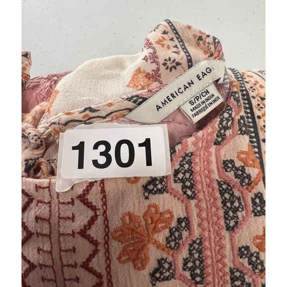 American Eagle Boho Tassel Embroidered Floral Peasant Top - Women's S - Picture 11 of 11